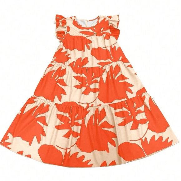 Boho floral tropical print ruffle hem vacation dress - Picture 9 of 10